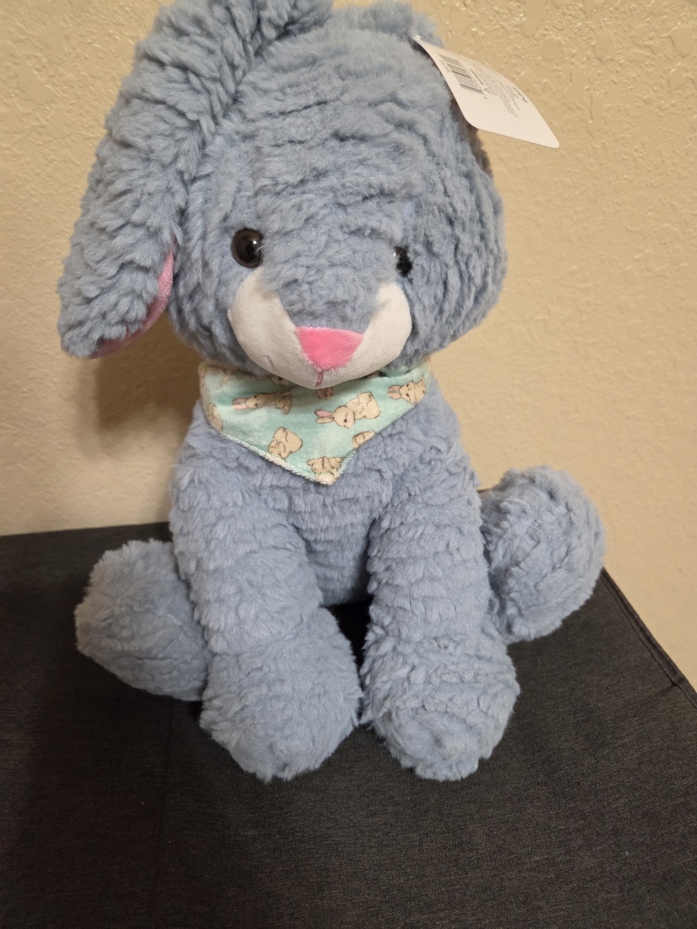 Plush Light Blue Bunny with Pink Nose